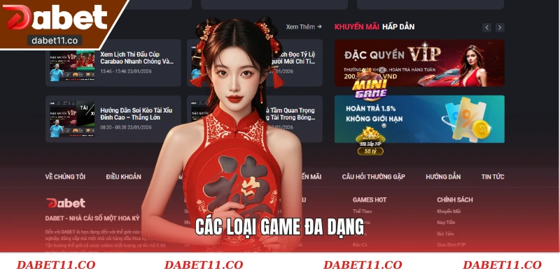 Các loại game đa dạng